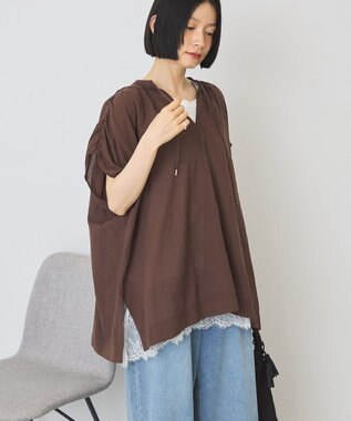 AMERICAN HOLIC フレンチスリーブスキッパーブラウス Brown