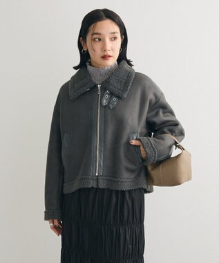 Green Parks フェイクムートンブルゾン Charcoal Gray