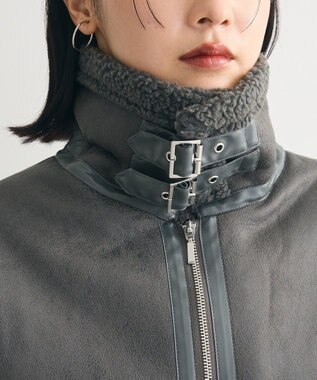 Green Parks フェイクムートンブルゾン Charcoal Gray