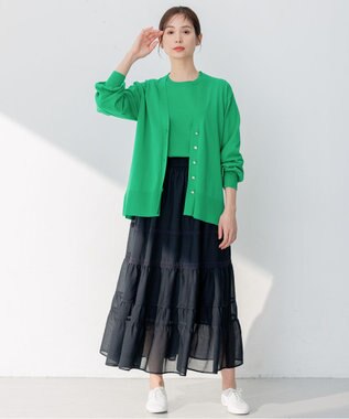 組曲 【アンサンブル対応】ハイゲージ 袖ギャザーニット ダークグリーン系