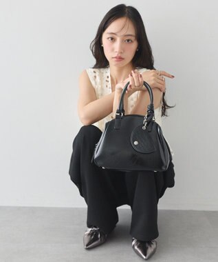 earth music&ecology キーチャーム付フレームボストンバッグ Black
