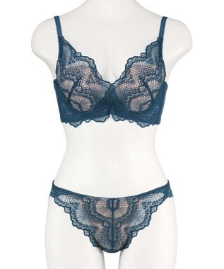 San-ai Resort（三愛水着楽園） 【新色アッシュローズ・アッシュグレー追加】 カシュクール脇高ブラジャー＆ショーツ ブルー