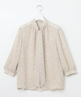 自由区 【洗える】ウェーブパターンプリント ブラウス ベージュ系