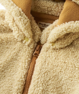 MIKI HOUSE HOT BISCUITS 【70-110cm】 もこくま顔ドン ボアジャンパー アイボリー