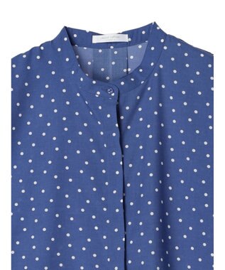 Green Parks ドット柄タックスリーブブラウス Blue