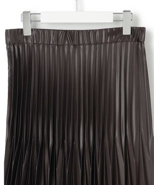 23区 【洗える】レザーライクプリーツ スカート ダークブラウン系
