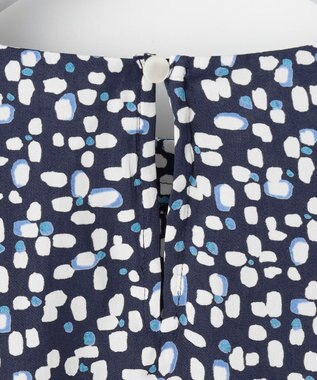 自由区 L 【カタログ掲載・セットアップ対応・洗える】ジオメトリックフラワードットプリント ブラウス ネイビー系