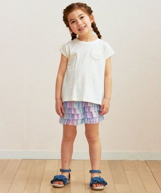 ANY KIDS バックシャン Tシャツ エクリュ×レインボー