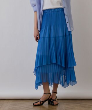 GRACE CONTINENTAL イレギュラープリーツスカート ブルー