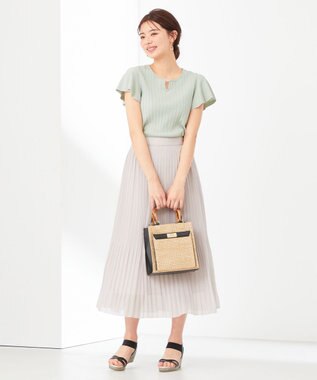 ANY SIS L 【洗える】シフォンプリーツ スカート アイスグレー