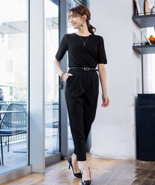 Tiaclasse 【洗える】テーパードパンツ ブラック