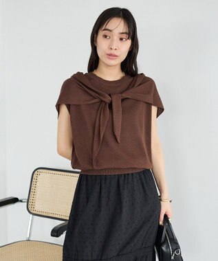 CRAFT STANDARD BOUTIQUE 【2点SET】ストール付きノースリーブニットプルオーバー Brown