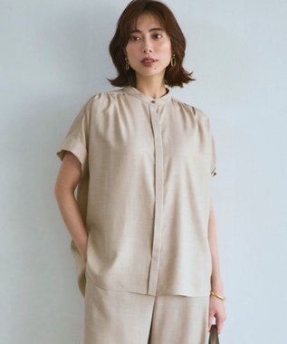 23区 L 【先行予約】リネンライクグロッシー バンドカラー ブラウス