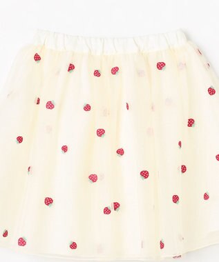 ANY KIDS 【Strawberry Collection】総刺繍 いちごチュールスカート エクリュ