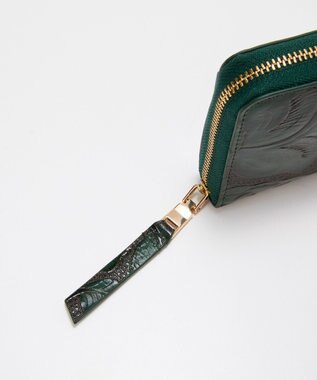 TOPKAPI 【TREASURE TOPKAPI】ローズエンボス ツヤ レザー ラウンドファスナー 長財布 グリーン