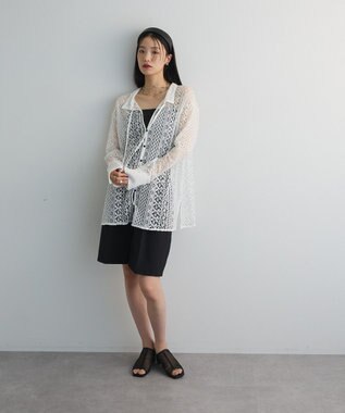 Green Parks ２ＷＡＹリボン付きレースシャツ Off White