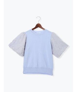 Te chichi シャギーバルーンスリーブニット ブルー