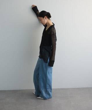 Green Parks ２ＷＡＹリボン付きレースシャツ Black