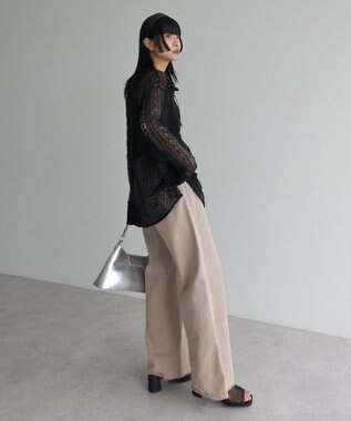 Green Parks ２ＷＡＹリボン付きレースシャツ Black