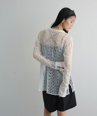 Green Parks ２ＷＡＹリボン付きレースシャツ Off White