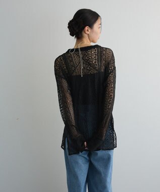 Green Parks ２ＷＡＹリボン付きレースシャツ Black