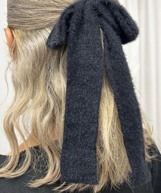 WEGO Lシャギーニットリボンゴム ブラック