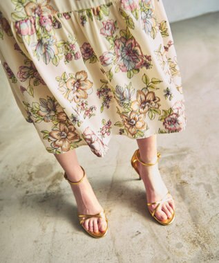 GRACE CONTINENTAL フラワー刺繍ボウタイワンピース キナリ