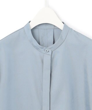 ICB L 【WEB限定・洗える】シルキーツイル  クロップドシャツ ブルー系