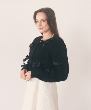 Maison de FLEUR 絆のリボンカーディガン Black