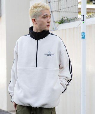 WEGO フリース ワンポイントハーフZIPプルオーバー