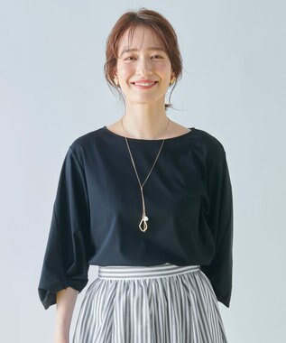 ANY 【接触冷感】シルケットスムース ツイストスリーブトップス ブラック