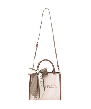 Maison de FLEUR スカーフ付きツイードスクエア２Ｗａｙトート Pink