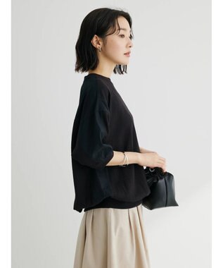 Green Parks ワッフル布帛ドッキングプルオーバー Black