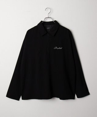 WEGO 【軽量/シワにならない】ドライポリハーフZIPシャツ（LS） ブラック