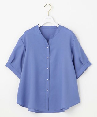 ANY SIS 【接触冷感・UVカット・速乾】スムージーポリエステル 2WAY ブラウス ブルー