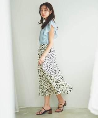 Feroux フラワープリント スカート アイボリー系9