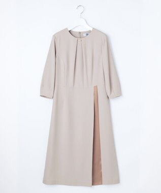 J.PRESS LADIES S 【洗える】ストレッチバックサテンジョーゼット Aライン ワンピース グレージュ系