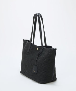 TOPKAPI 【Breath TOPKAPI】レザーコンビ 雑材風 シンプル トートバッグ チャーム付き　A4 / 軽量 ブラック