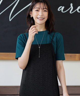 Tiaclasse 【洗える】ストレッチレースキャミワンピース ブラック