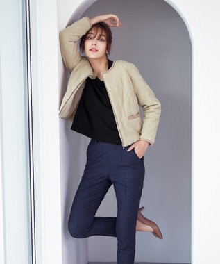 Tiaclasse ボアキルトショートジャケット アイボリー