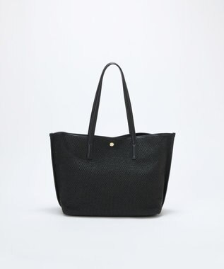 TOPKAPI 【Breath TOPKAPI】レザーコンビ 雑材風 シンプル トートバッグ チャーム付き　A4 / 軽量 ブラック