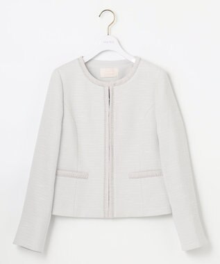 ANY SIS 【セットアップ対応】リップルボーダー ノーカラー ジャケット シャンブレーグレー