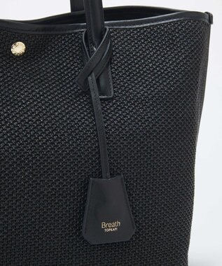 TOPKAPI 【Breath TOPKAPI】レザーコンビ 雑材風 シンプル トートバッグ チャーム付き　A4 / 軽量 ブラック