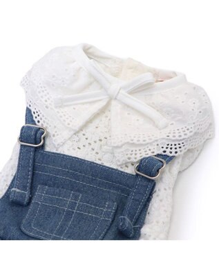 PET PARADISE ペットパラダイス レース襟 パンツつなぎ 小型犬　 ホワイト×ネイビー