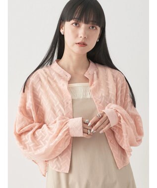 earth music&ecology ツッキリジャガードショートブラウス Pink