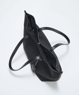 TOPKAPI 【Breath TOPKAPI】レザーコンビ 雑材風 シンプル トートバッグ チャーム付き　A4 / 軽量 ブラック