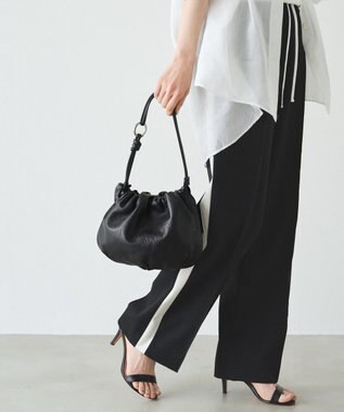 russet レザー巾着4WAYショルダーバッグ(CE-1454) Black