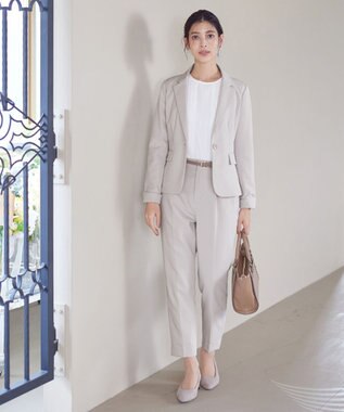 Tiaclasse L 【ダブルクロス・洗える】テーラードジャケット グレージュ