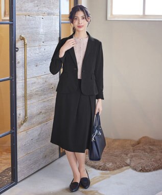 Tiaclasse L 【ダブルクロス・洗える】テーラードジャケット ブラック