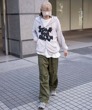 WEGO 【ユニセックス着用ITEM/MLサイズ展開】メッシュロゴジップパーカー グレー